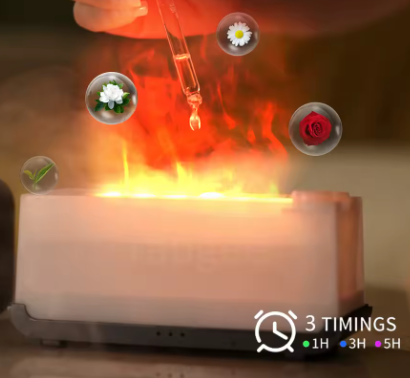 nawilżacz powietrza z dyfuzorem olejków eterycznych mini płomień z światłem LED